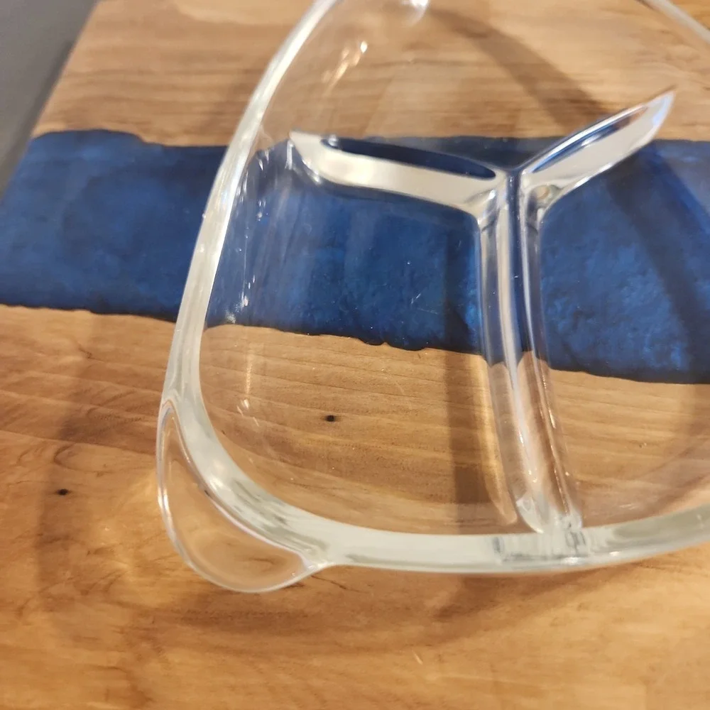 Vintage Mid-Century Modern Boomerang Divided Serving Relish Glass Dish Clear